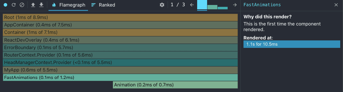 Profiling the animation after performance improvements