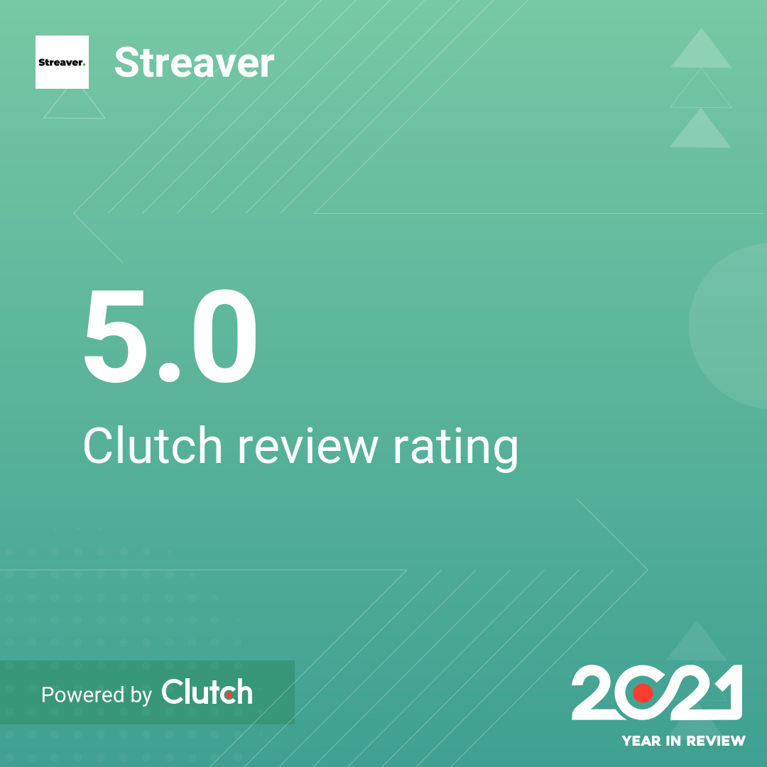Streaver's five star rating on Clutch